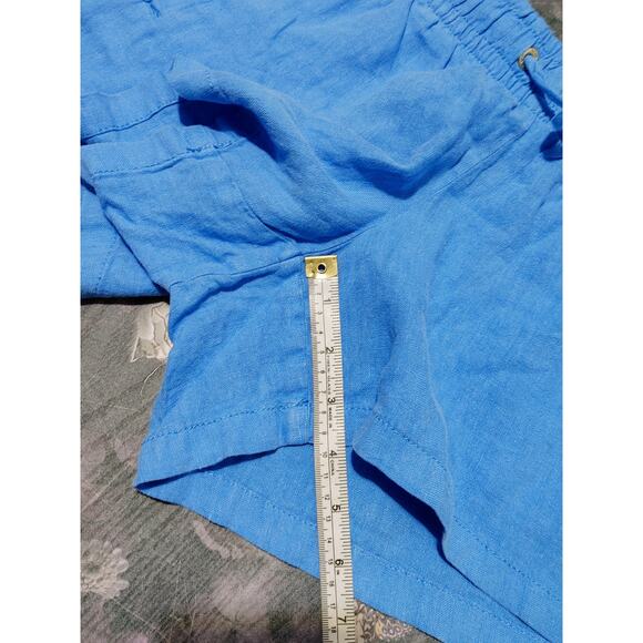 Lilly Pulitzer Linen Baybreeze Pull On Shorts Elastic Waist Blue Womens Size M - Picture 8 of 8